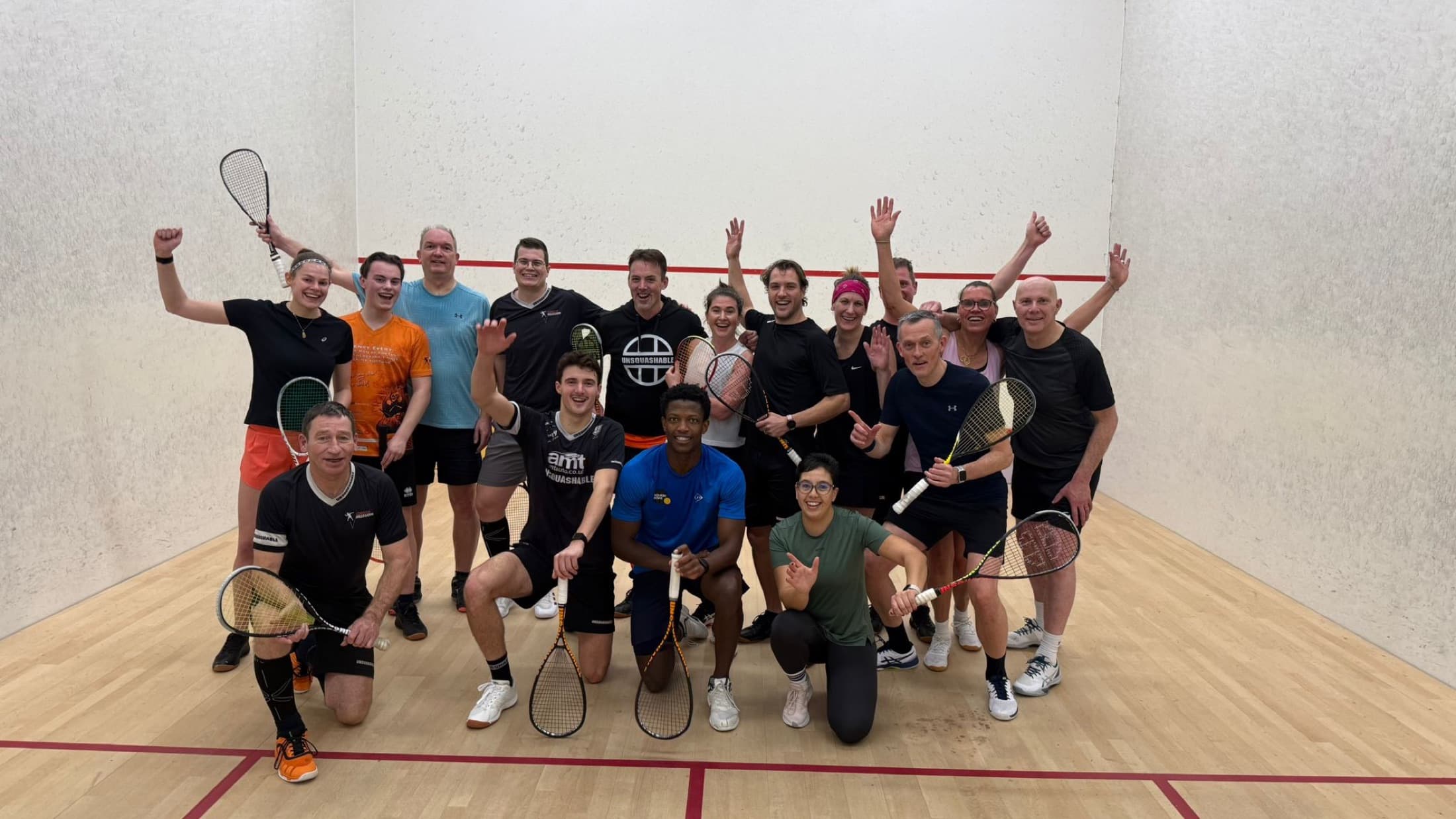 Group of Academy of Squash players after a training session